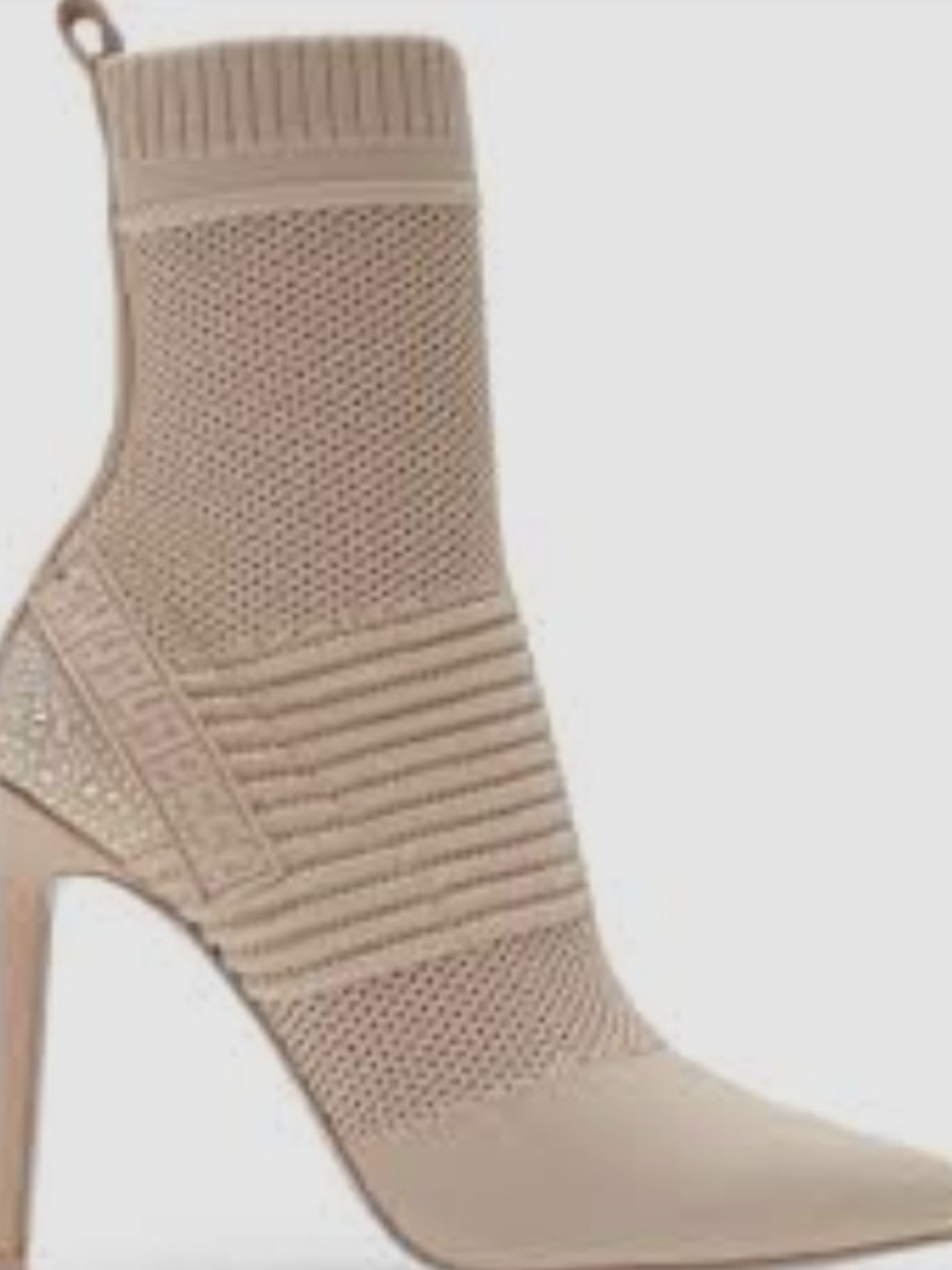 Steve Madden Beige Knit Pointed-Toe Sock Boot